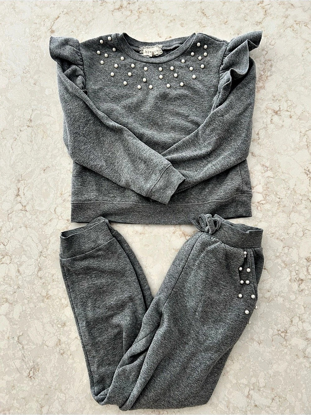BTween Pearl-Embellished Gray Matching Set Size 10